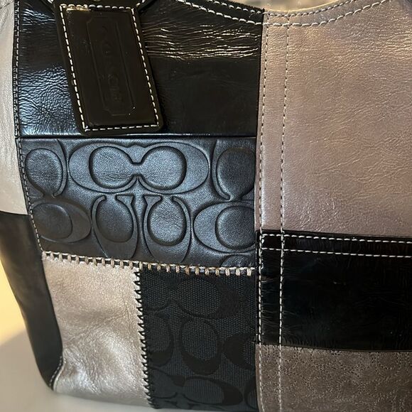 Coach Bleeker Gray and Black Patchwork Women's Bag F14045 with Coach Box - Picture 15 of 16